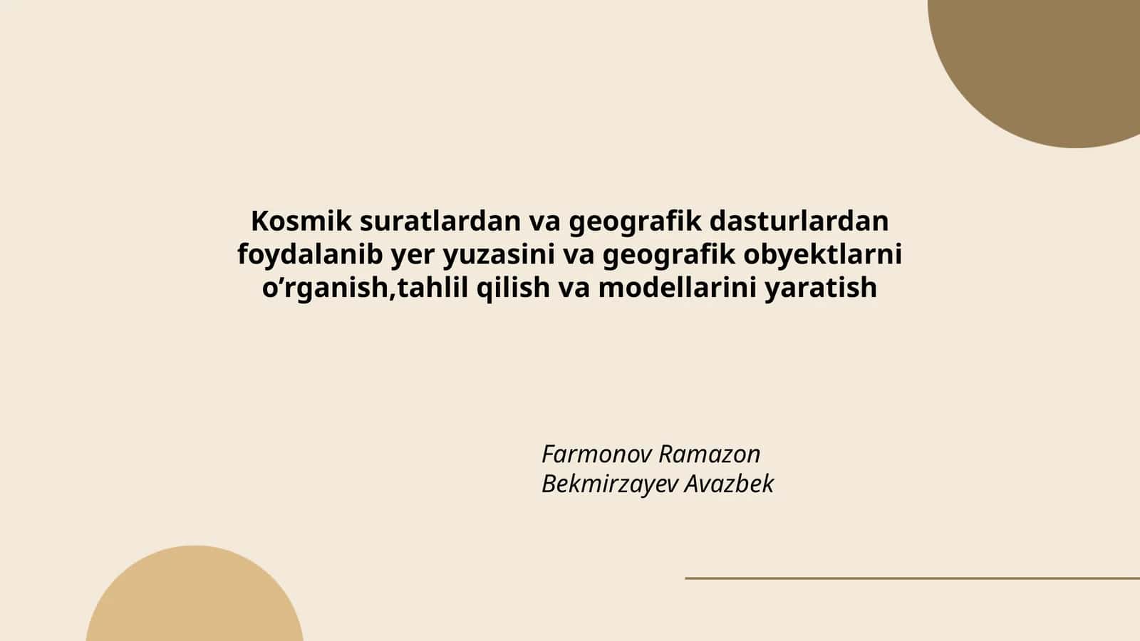 Kosmik suratlardan va geografik dasturlar 1