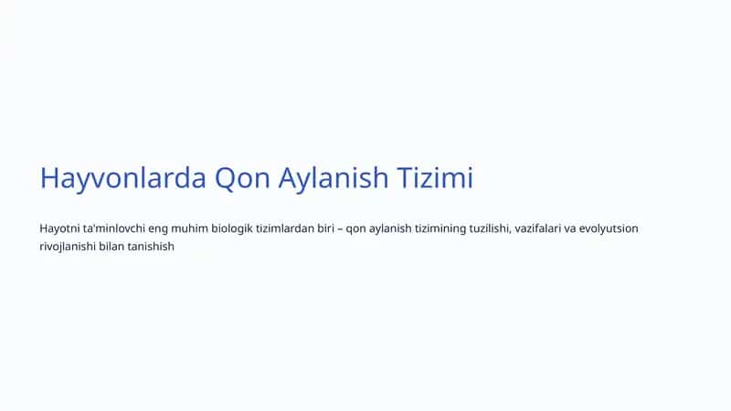 Hayvonlarda Qon Aylanish Tizimi 1
