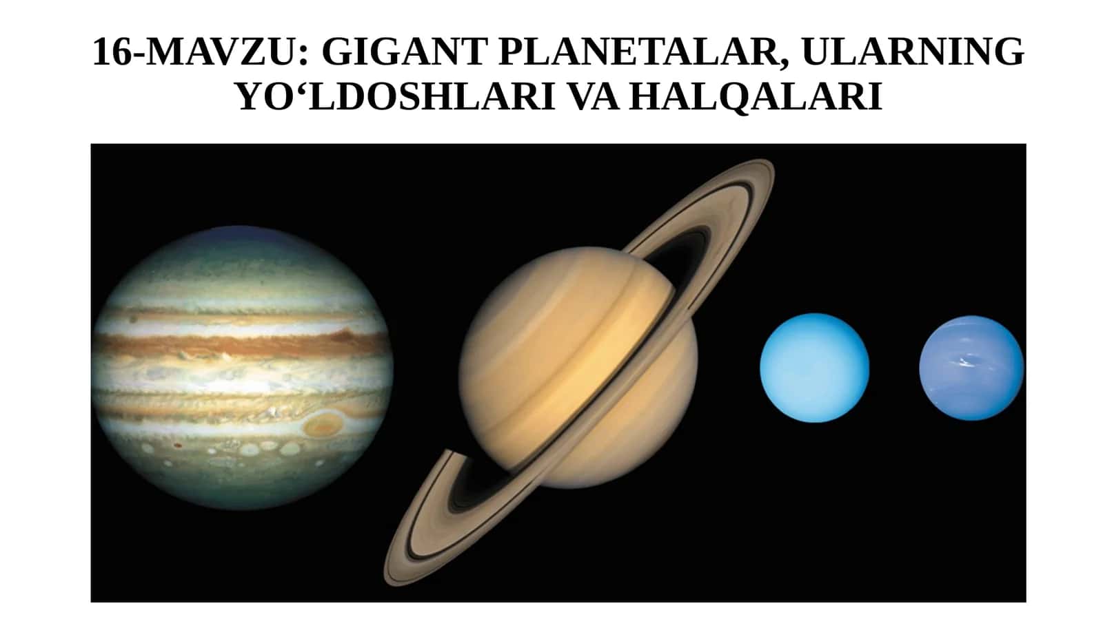 11-sinf Astronomiya Gigant planetalar, ularning yo'ldoshlari va halqalari dars ishlanma 1