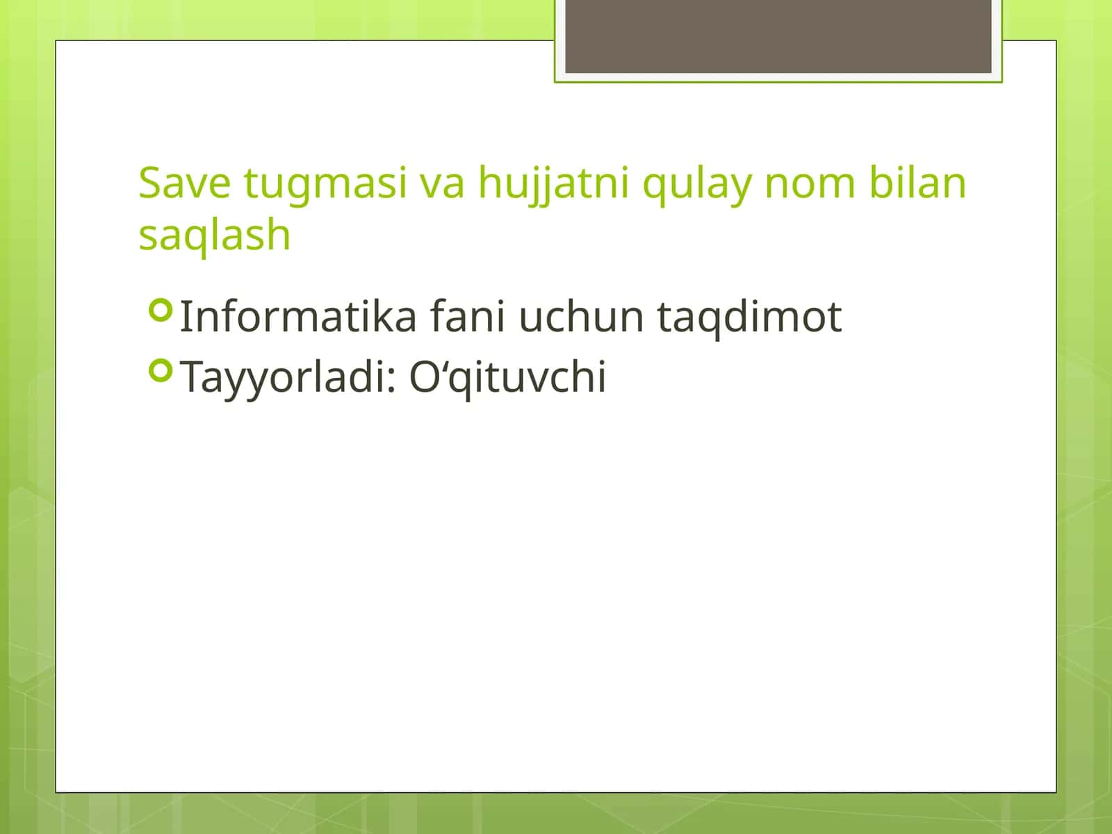Save tugmasi va hujjatni qulay nom bilan saqlash 1