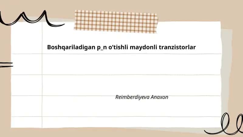Boshqariladigan p–n oʻtishli maydonli tranzistorlar 1