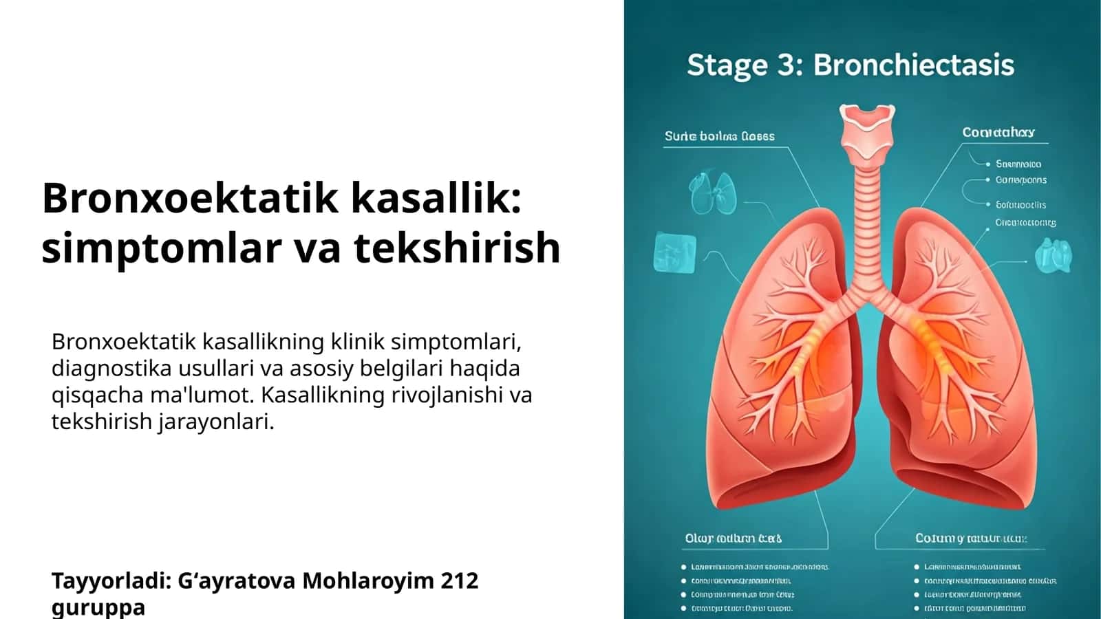 Bronxoektatik kasallik: simptomlar va tekshirish 1