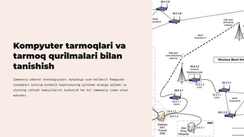 L1  Kompyuter tarmoqlari va tarmoq qurilmalari bilan tanishish. 1