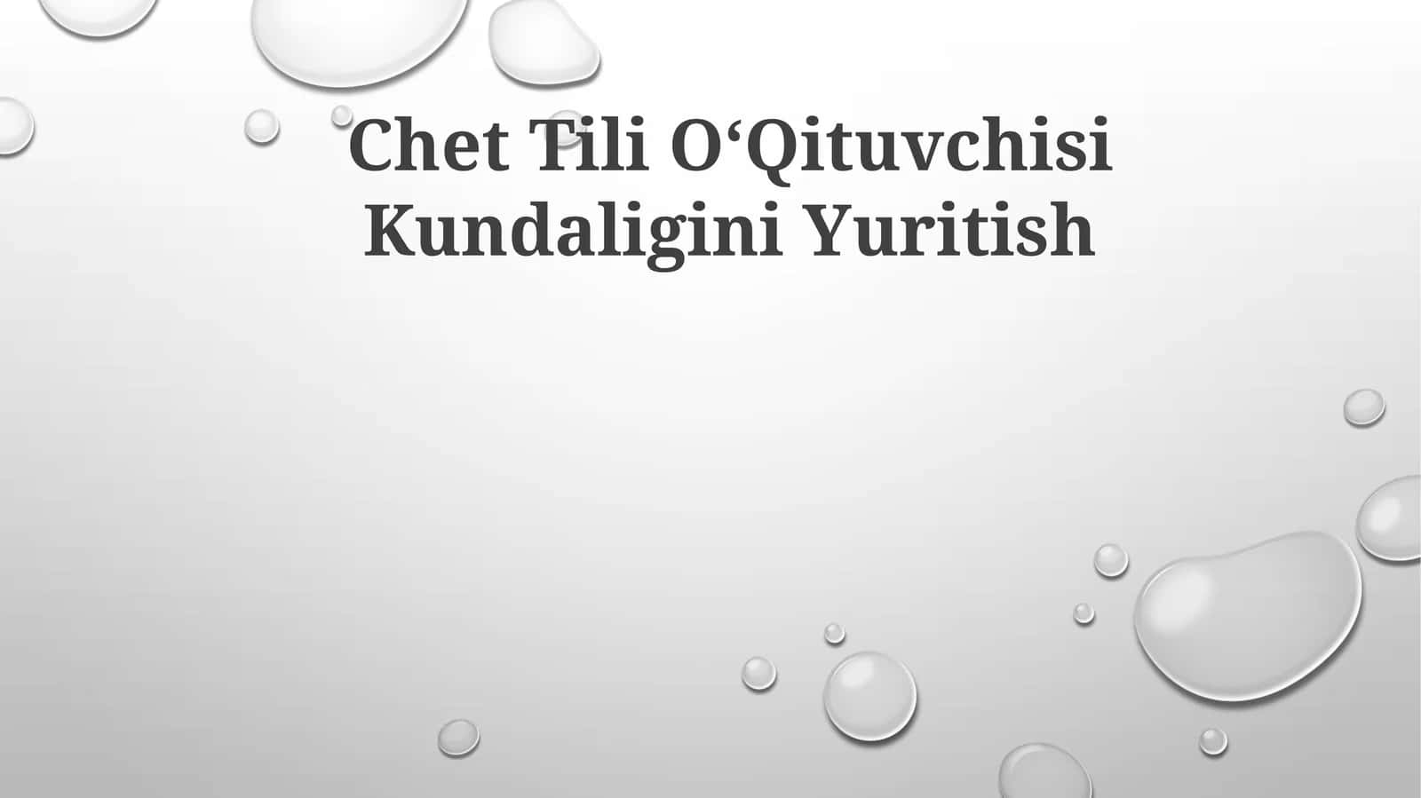 Chet Tili OʻQituvchisi Kundaligini Yuritish 1