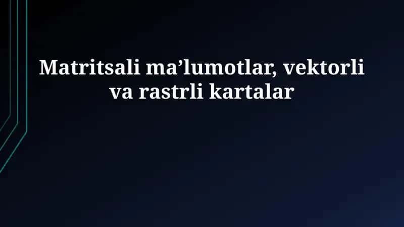 Matritsali maʼlumotlar, vektorli va rastrli kartalar 1