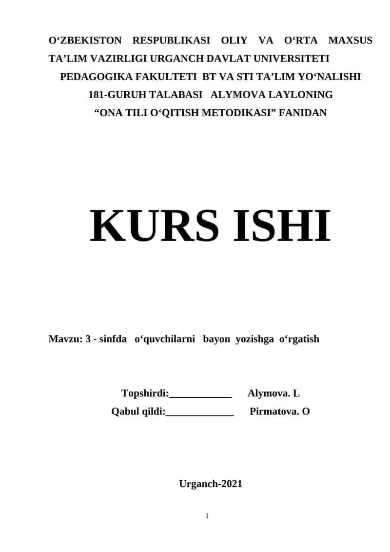 "ONA TILI O‘QITISH METODIKASI" 1