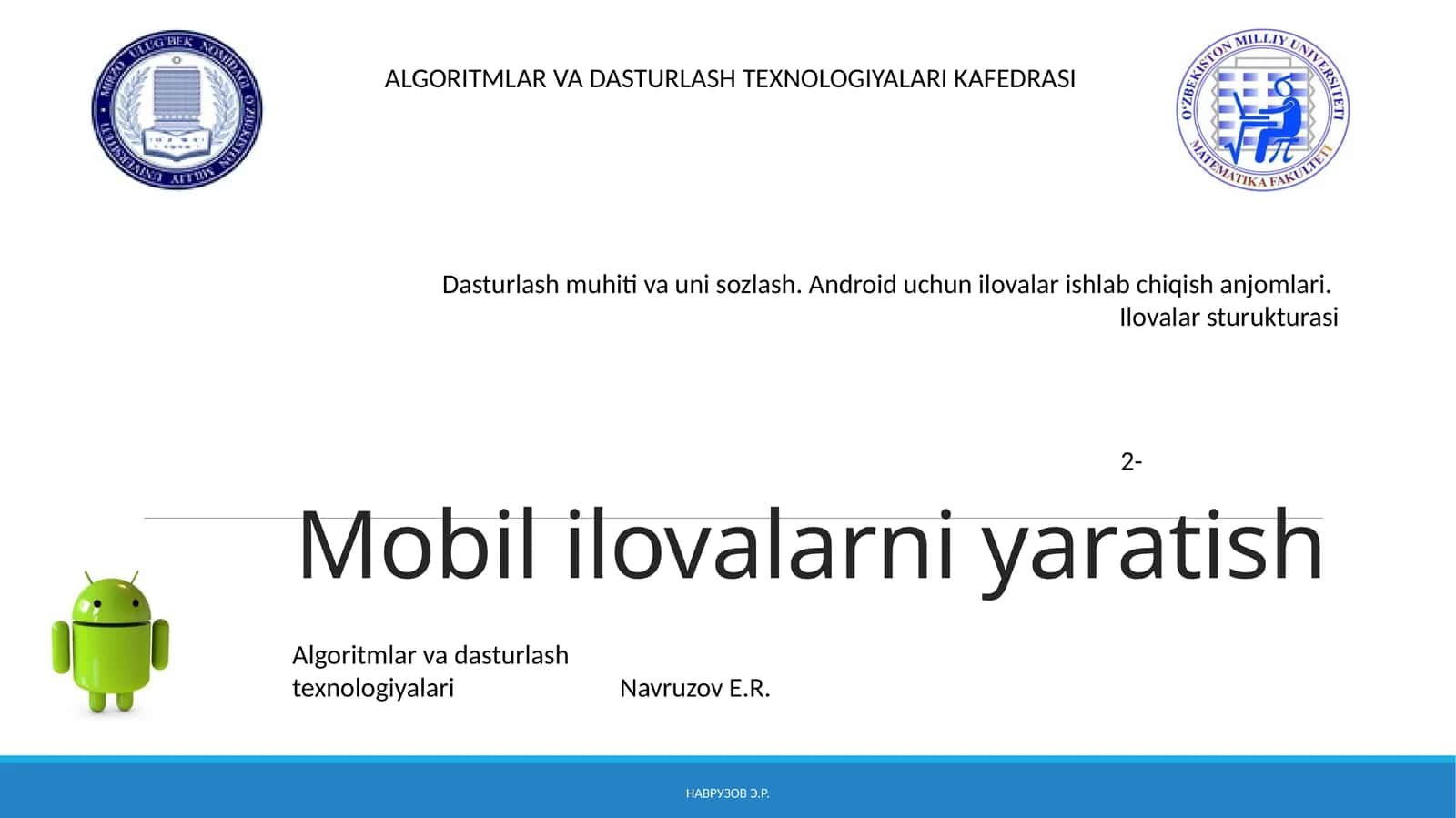 Algoritmalar va Dasturlash Texnologiyalari 1