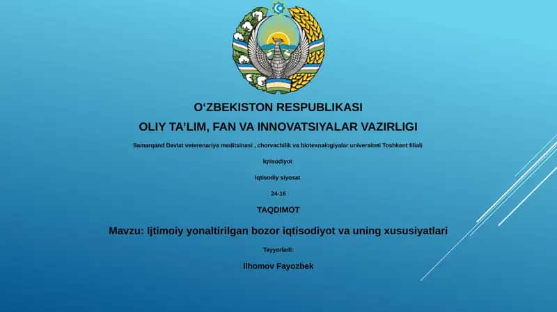 Ijtimoiy yonaltirilgan bozor iqtisodiyot va uning xususiyatlari 1