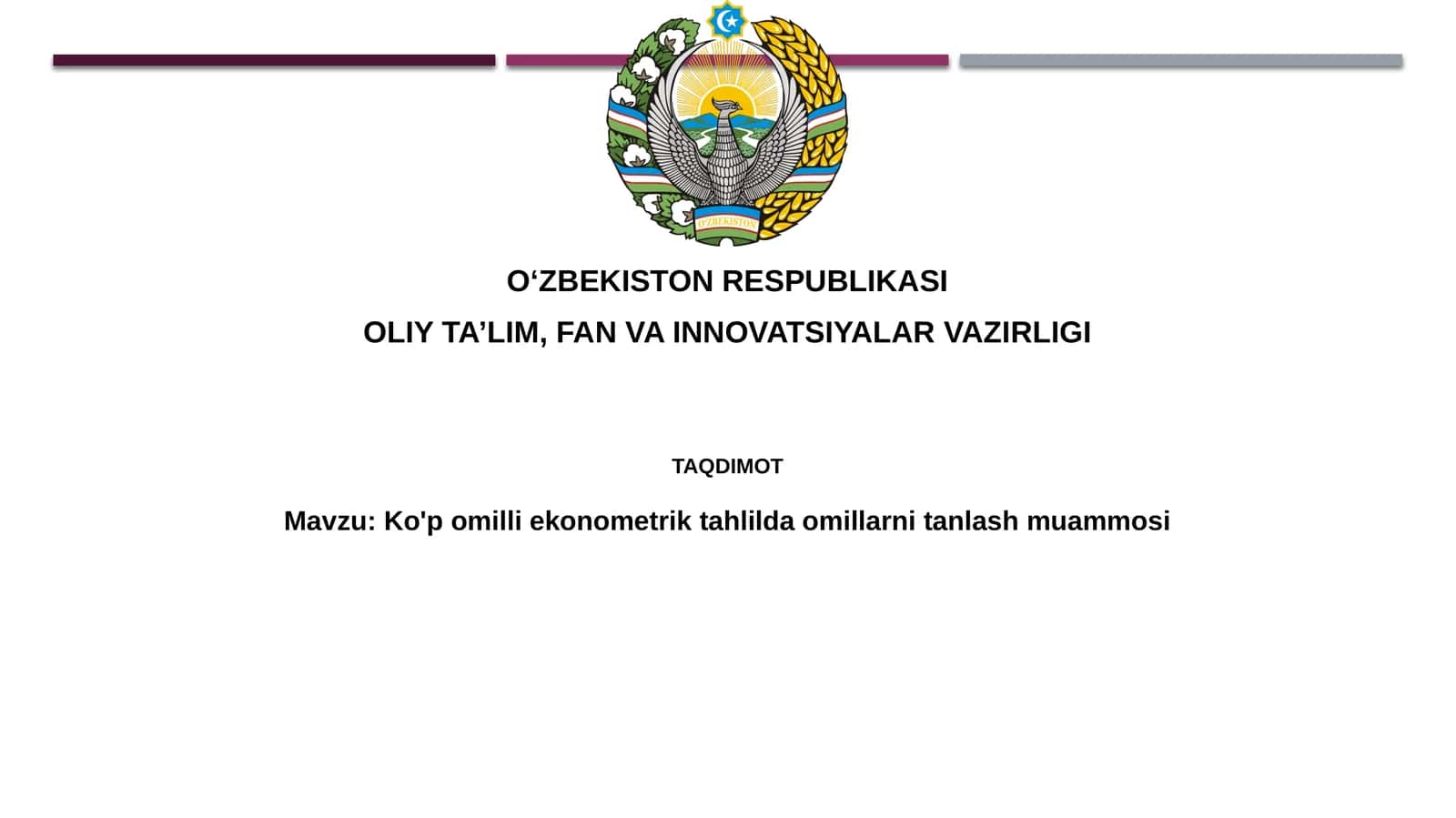 Ko'p o'zgaruvchili ekonometrik tahlil 1