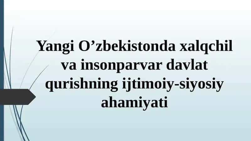 Yangi O’zbekistonda xalqchil va insonparvar davlat qurish. 1