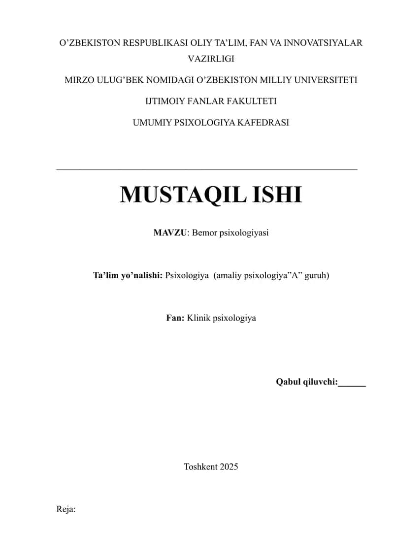 Bemor psixologiyasi 1