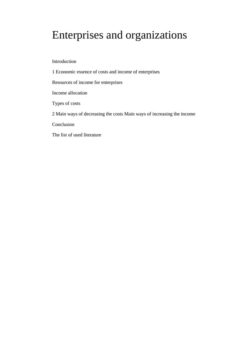Economic essence of costs and income of enterprises 1