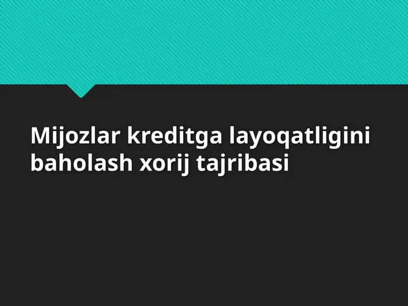 Mijozlar kreditga layoqatligini baholash xorij tajribasi 1