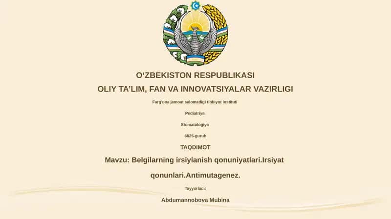 Nasliy belgilarning irsiylanish qonuniyatlari.Irsiyat 1