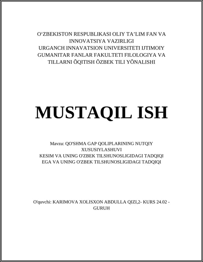 QO'SHMA GAP QOLIPLARINING NUTQIY XUSUSIYLASHUVI 1