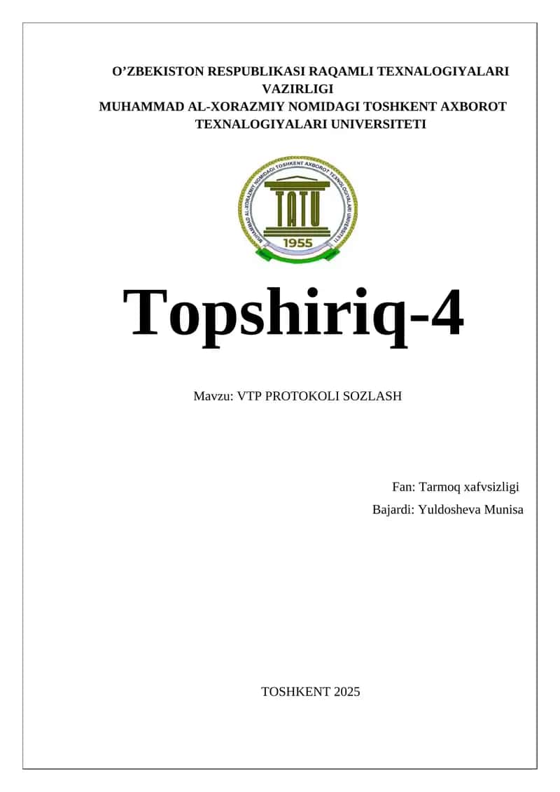 VTP PROTOKOLI SOZLASH 1