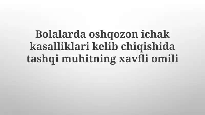 Ekologik enteropatiya va uning sababchilari 1