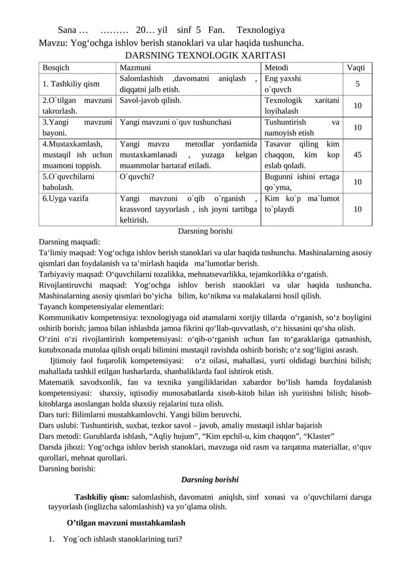 Yog‘оchgа ishlоv bеrish stаnоklаri vа ulаr hаqidа tushunchа 1
