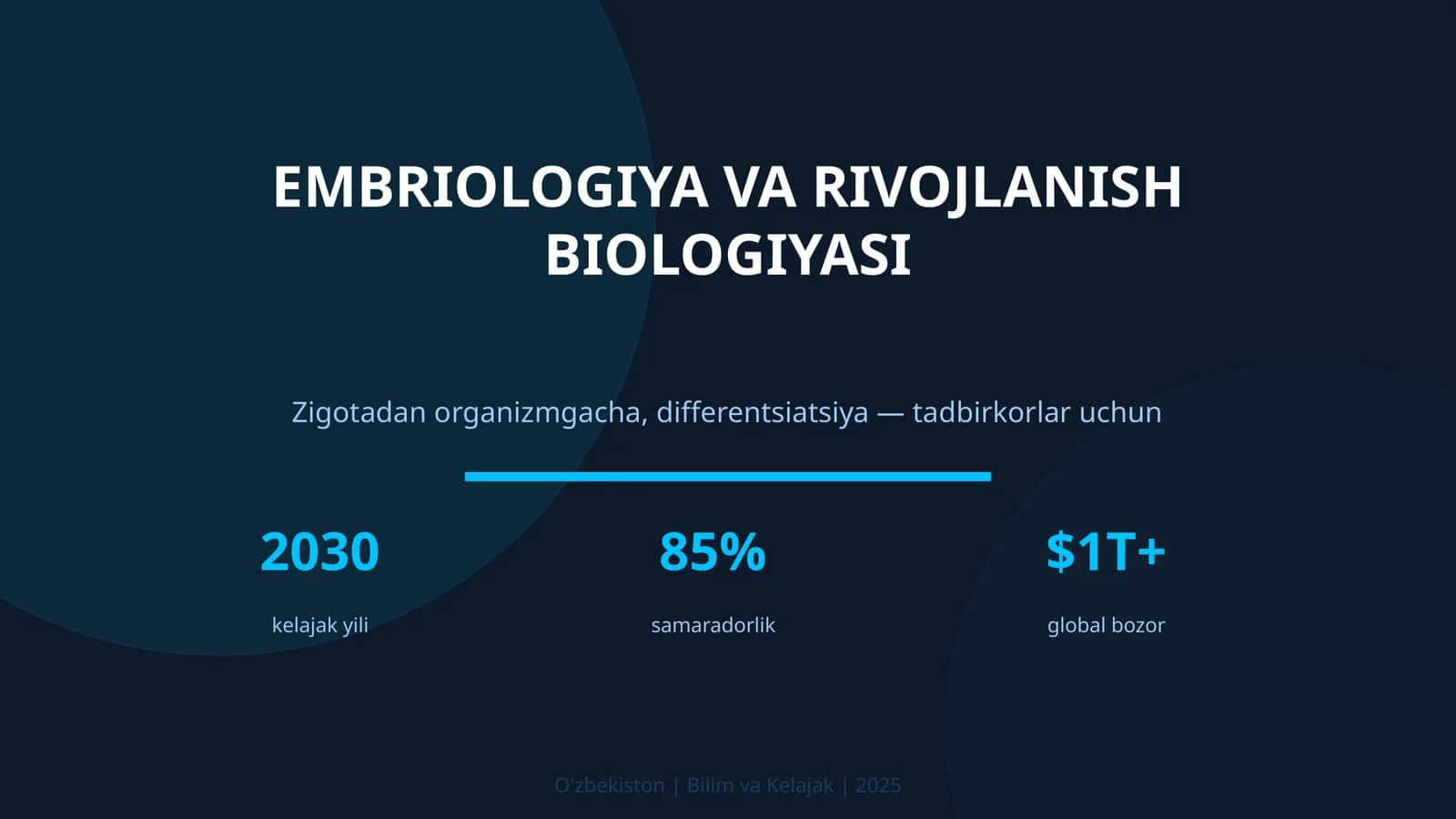 EMBRIOLOGIYA VA RIVOJLANISH BIOLOGIYASI 1
