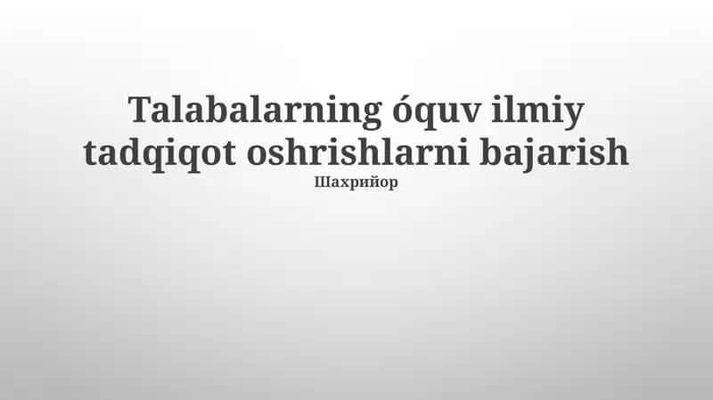Talabalarning Ilmiy Tadqiqot Ishlari 1