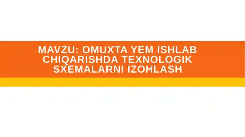 Omuxta yem ishlab chiqarishda texnologik sxemalarni izohlash
