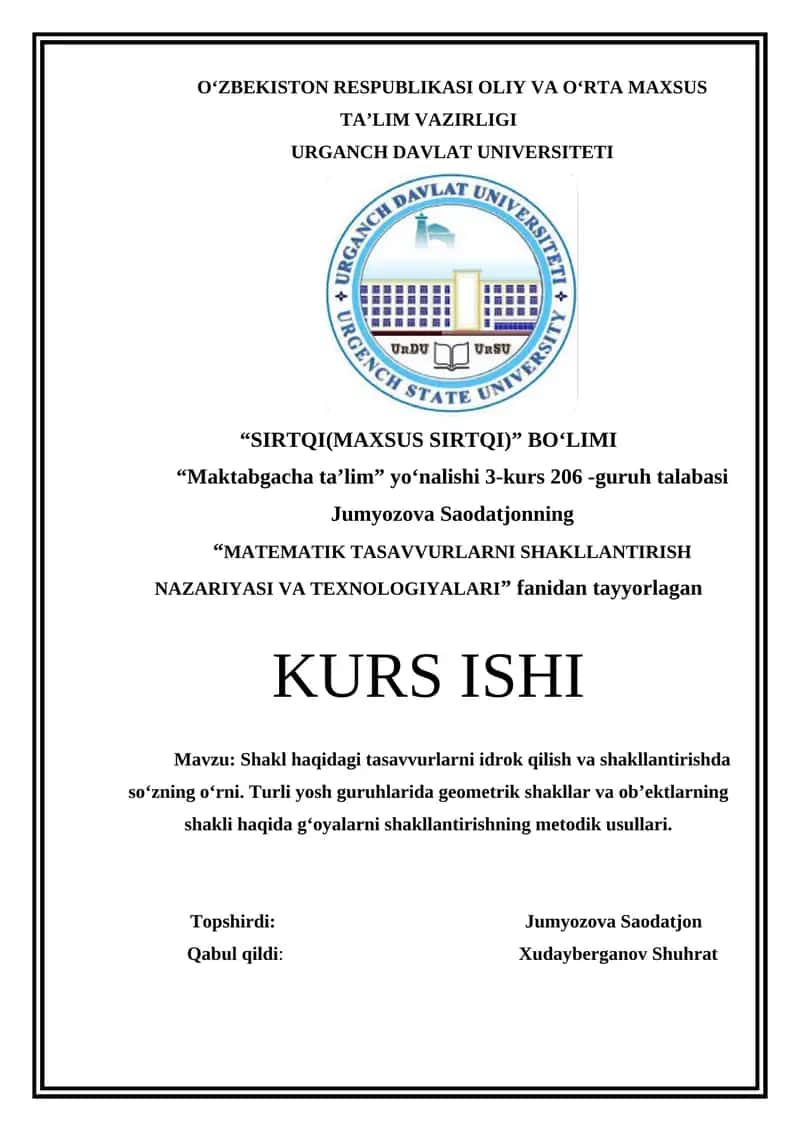 Shakl haqidagi tasavvurlarni idrok qilish 1