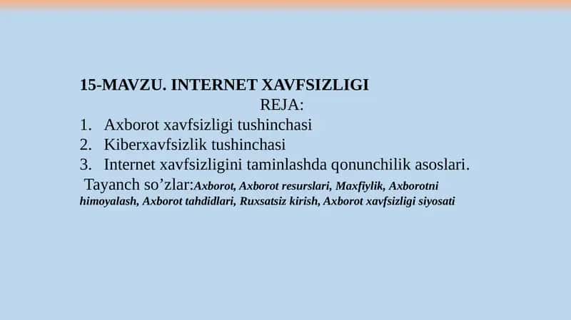 Internet xafsizligi 1