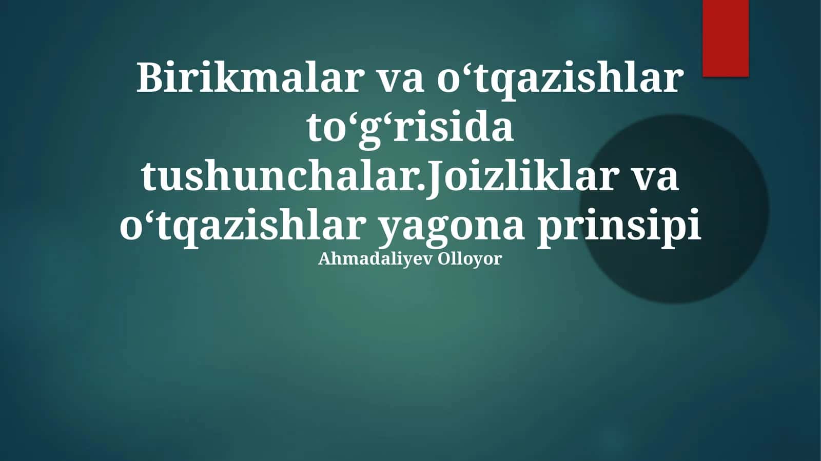 Birikmalar va oʻtqazishlar toʻgʻrisida tushunchalar 1