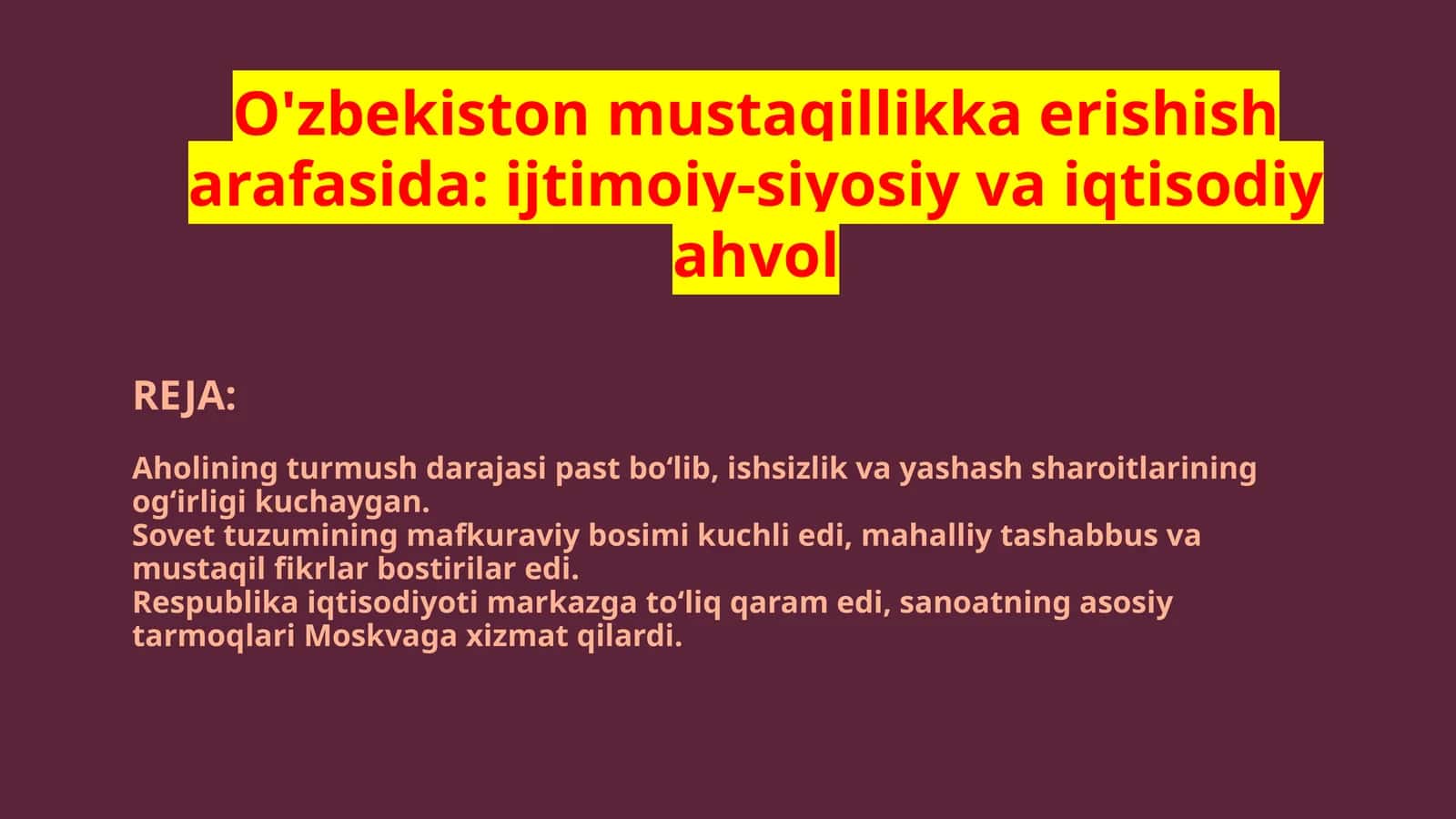 O'zbekiston mustaqillikka erishish jarayoni 1