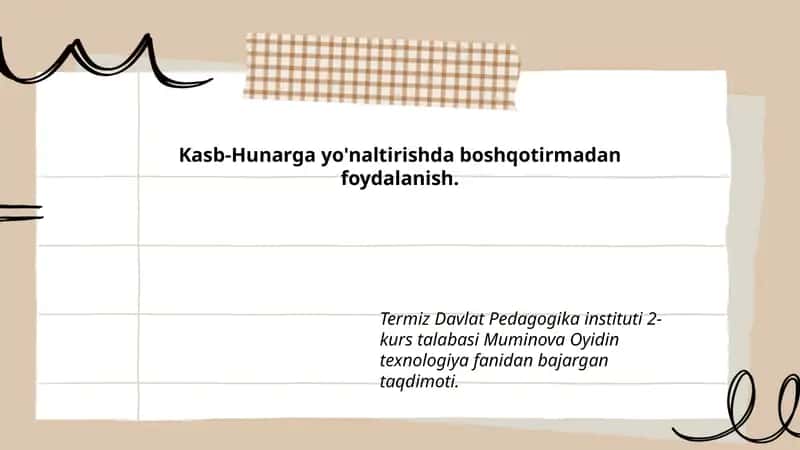 Kasb-Hunarga yo'naltirishda boshqotirmadan foydalanish 1