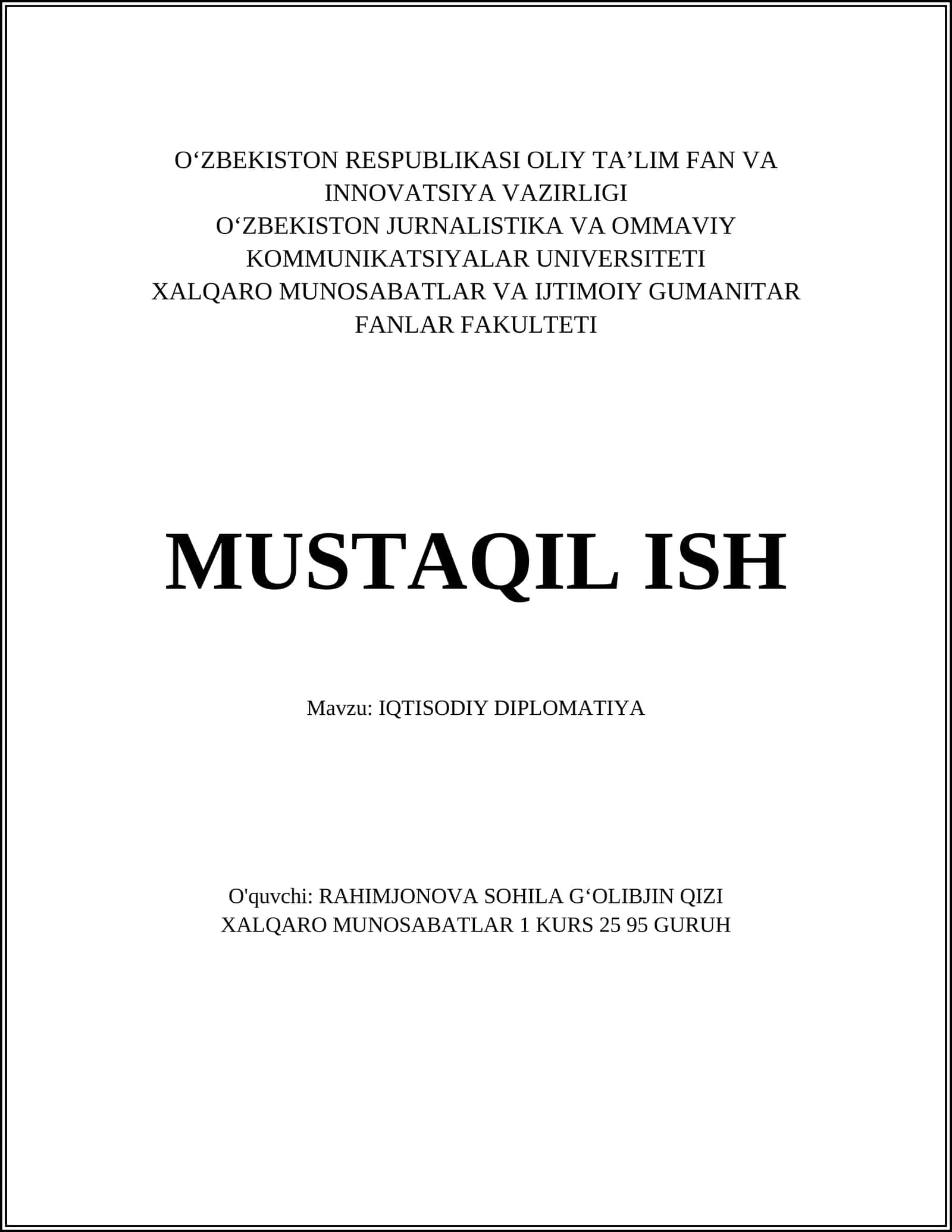 Iqtisodiy Diplomatiya 1