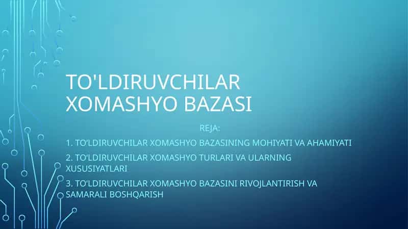 To'ldiruvchilar xomashyo bazasi 1
