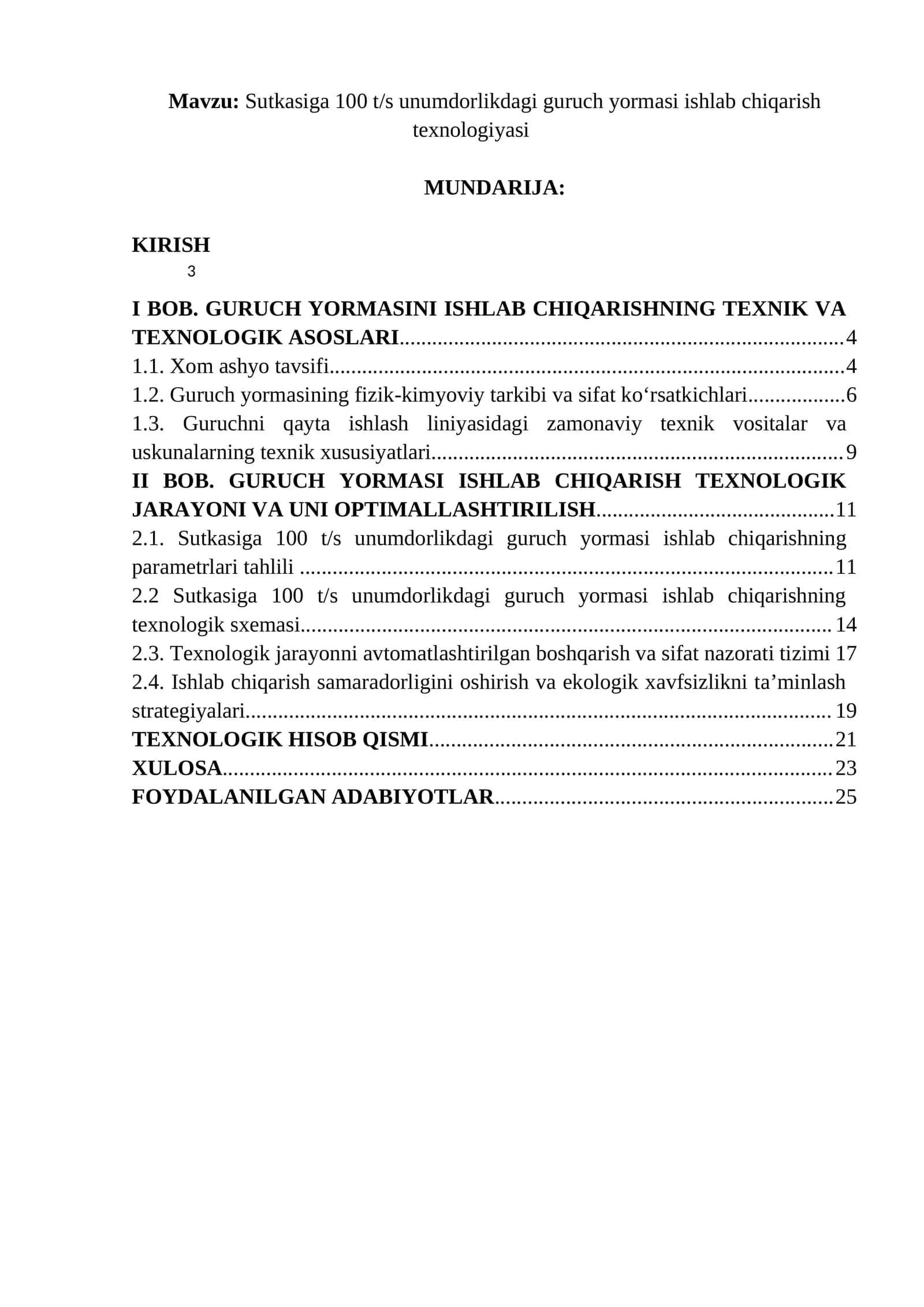 Sutkasiga 100 t/s unumdorlikdagi guruch yormasi ishlab chiqarish texnologiyasi 1
