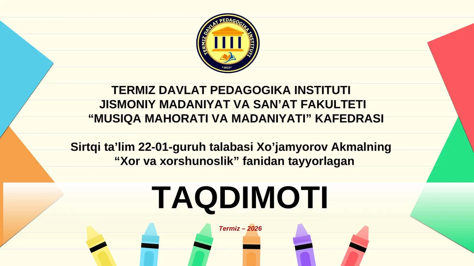 Xor sahna madaniyati - joylashuv, ijro etikasi, chiqish tayyorgarligi 1