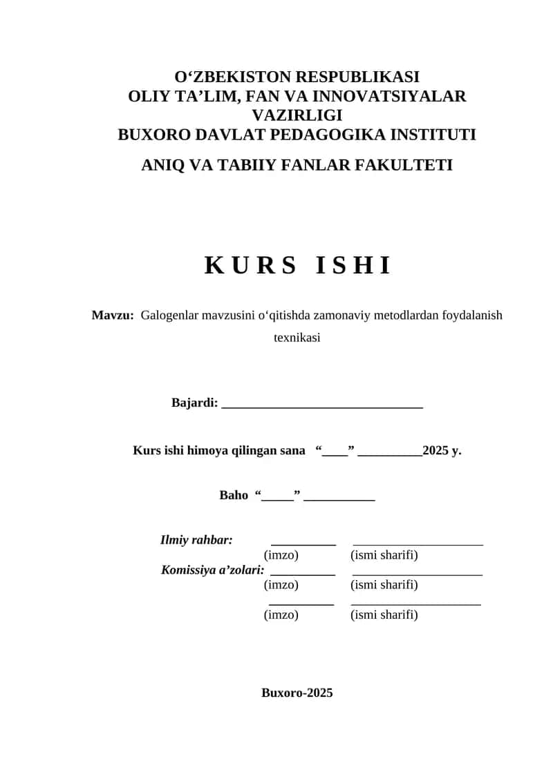Galogenlar mavzusini o‘qitishda zamonaviy metodlardan foydalanish texnikasi 1