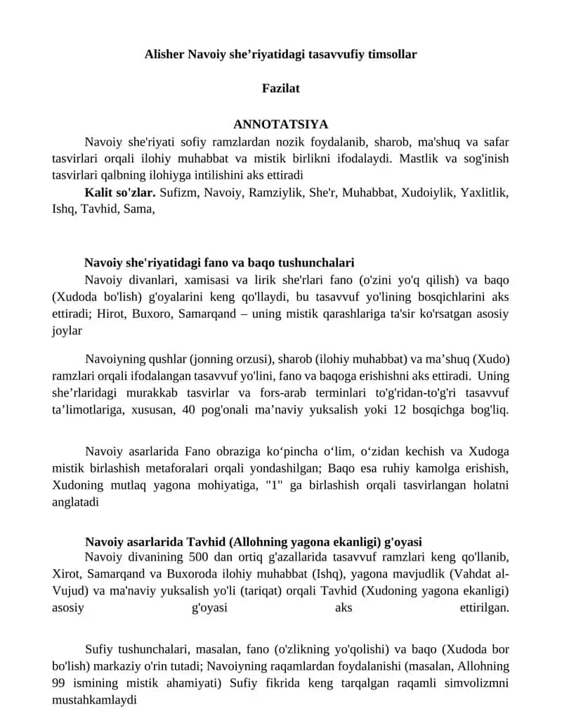 Navoiy sheʼriyatidagi tasavvufiy timsollar 1