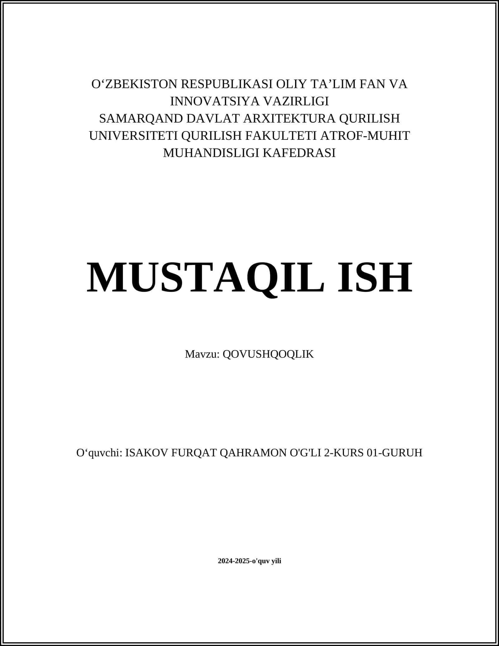 QOVUSHQOQLIK 1