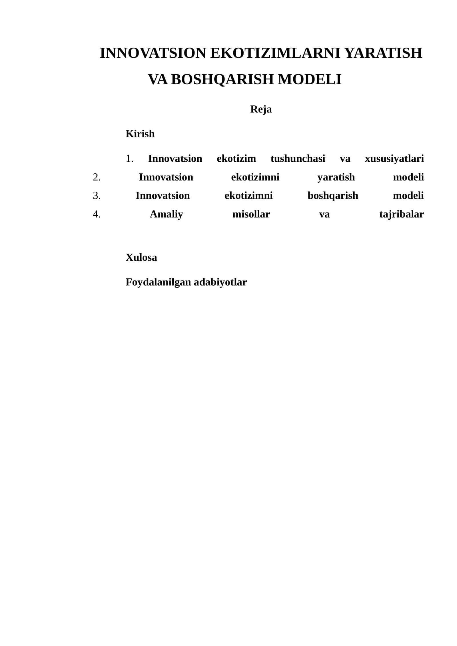 INNOVATSION EKOTIZIMLARNI YARATISH VA BOSHQARISH MODELI 1