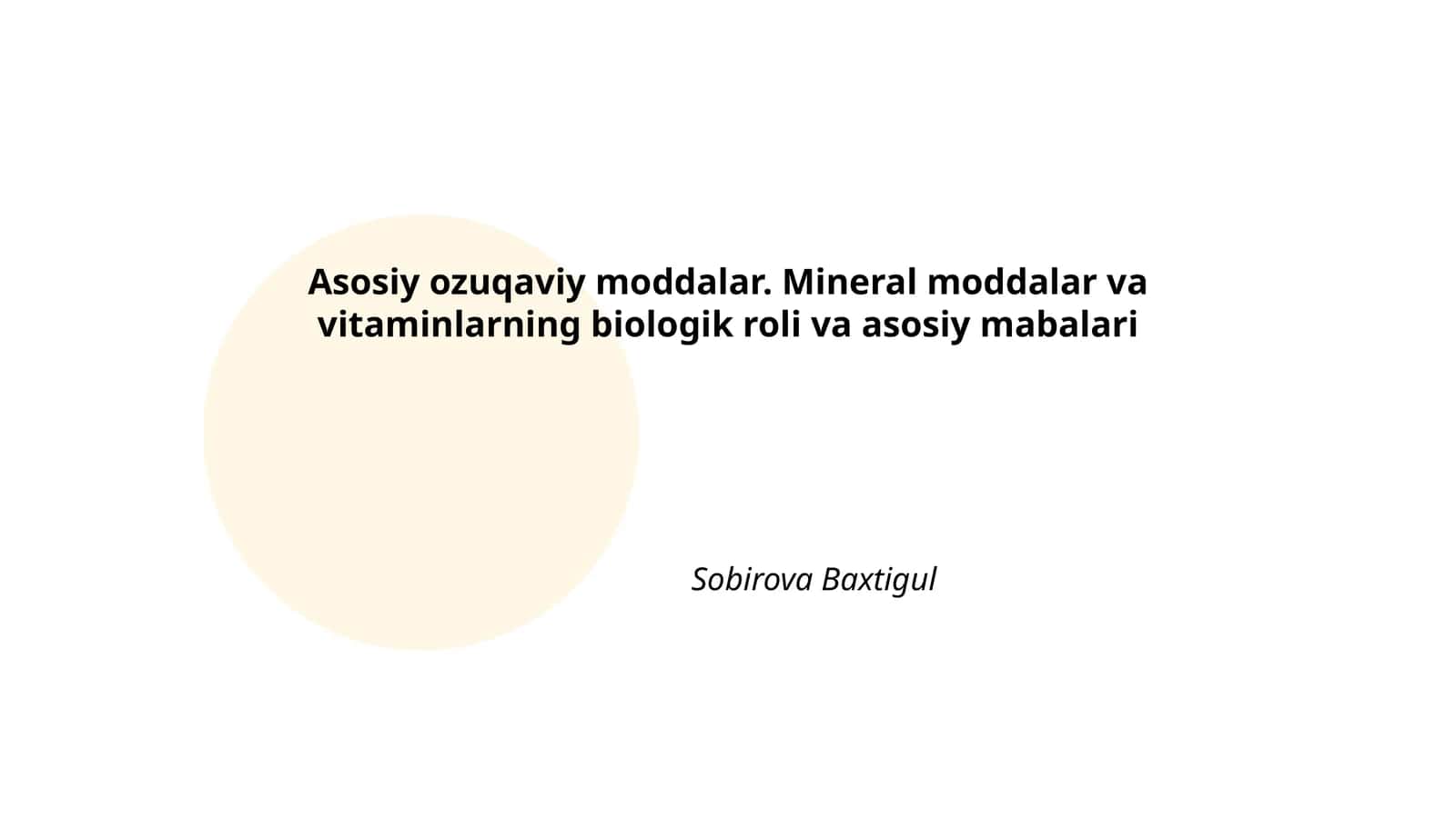Asosiy ozuqaviy moddalar. Mineral moddalar va vitaminlarning biologik roli va asosiy mabalari 1