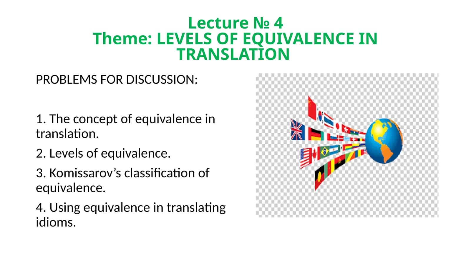 LEVELS OF EQUIVALENCE IN TRANSLATION 1