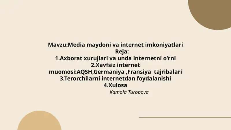 Media maydoni va internet imkoniyatlari 1