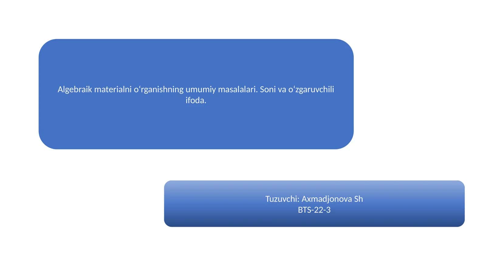 ALGEBRAIK MATERIALLARNI O’RGANISH METODIKASI 1