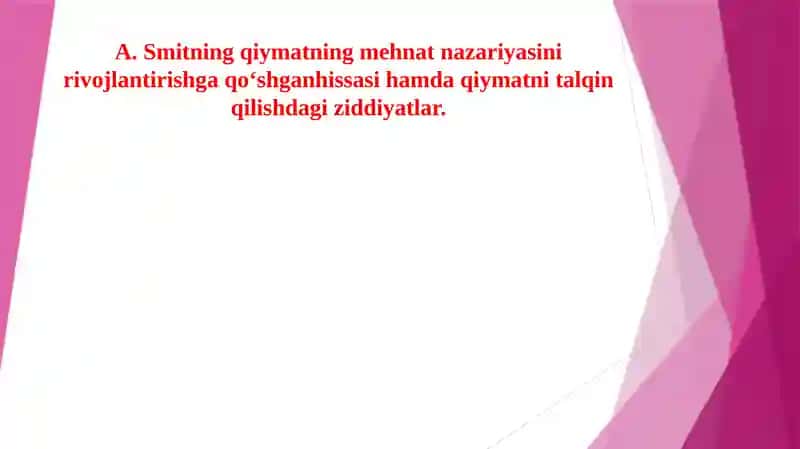 Adam Smitning qiy matning mehnat nazariyasi