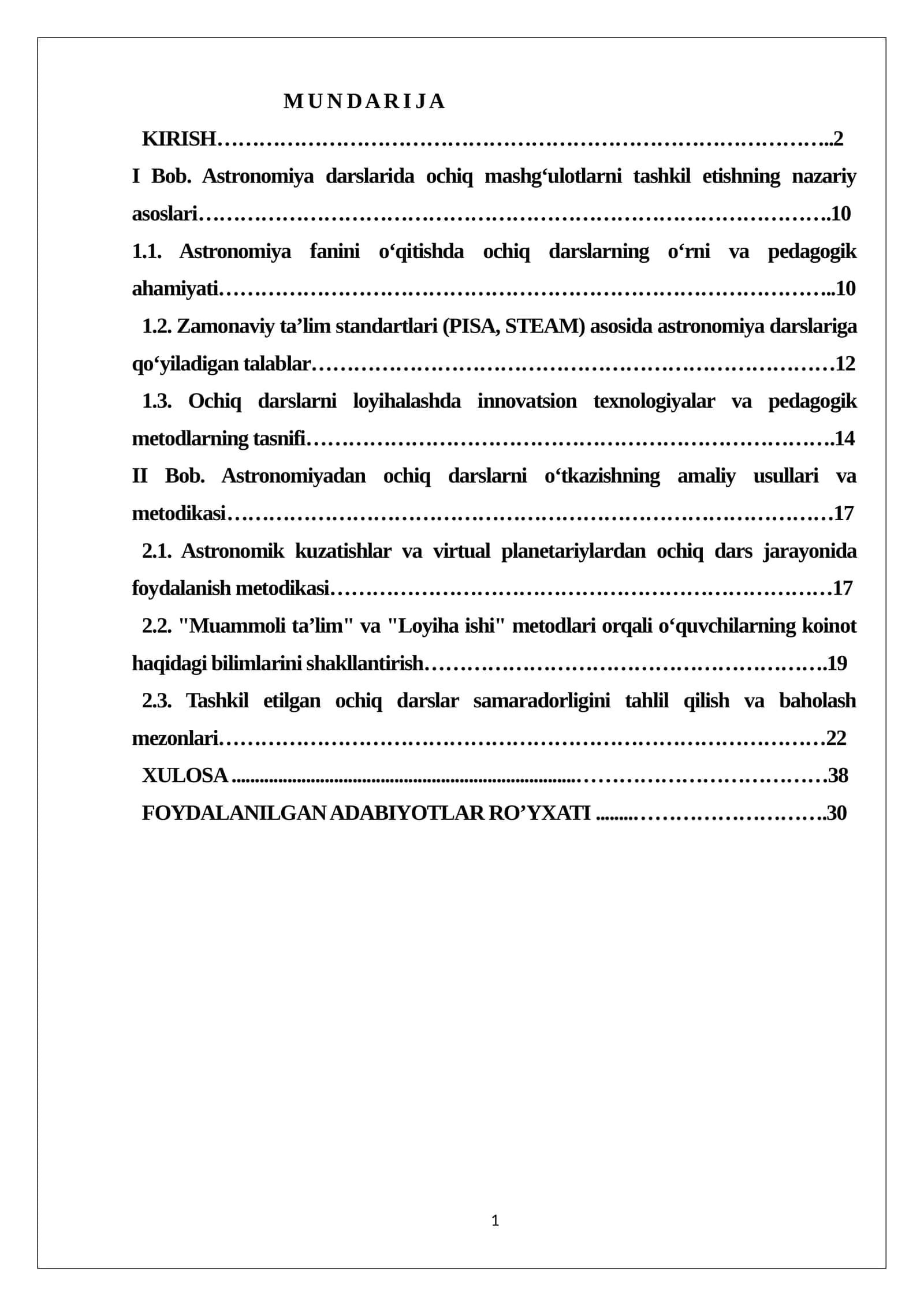 Astronomiya darslarida ochiq mashg‘ulotlarni tashkil etishning nazariy asoslari 1
