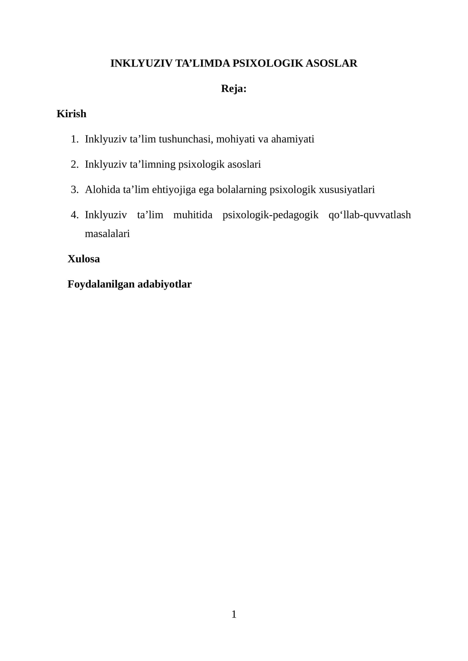 INKLYUZIV TA’LIMDA PSIXOLOGIK ASOSLAR 1