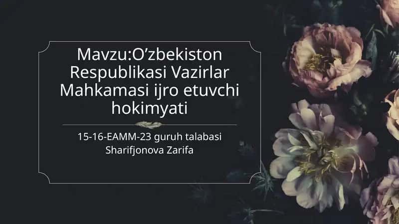 O’zbekiston Respublikasi Vazirlar Mahkamasi ijro etuvchi hokimyati 1