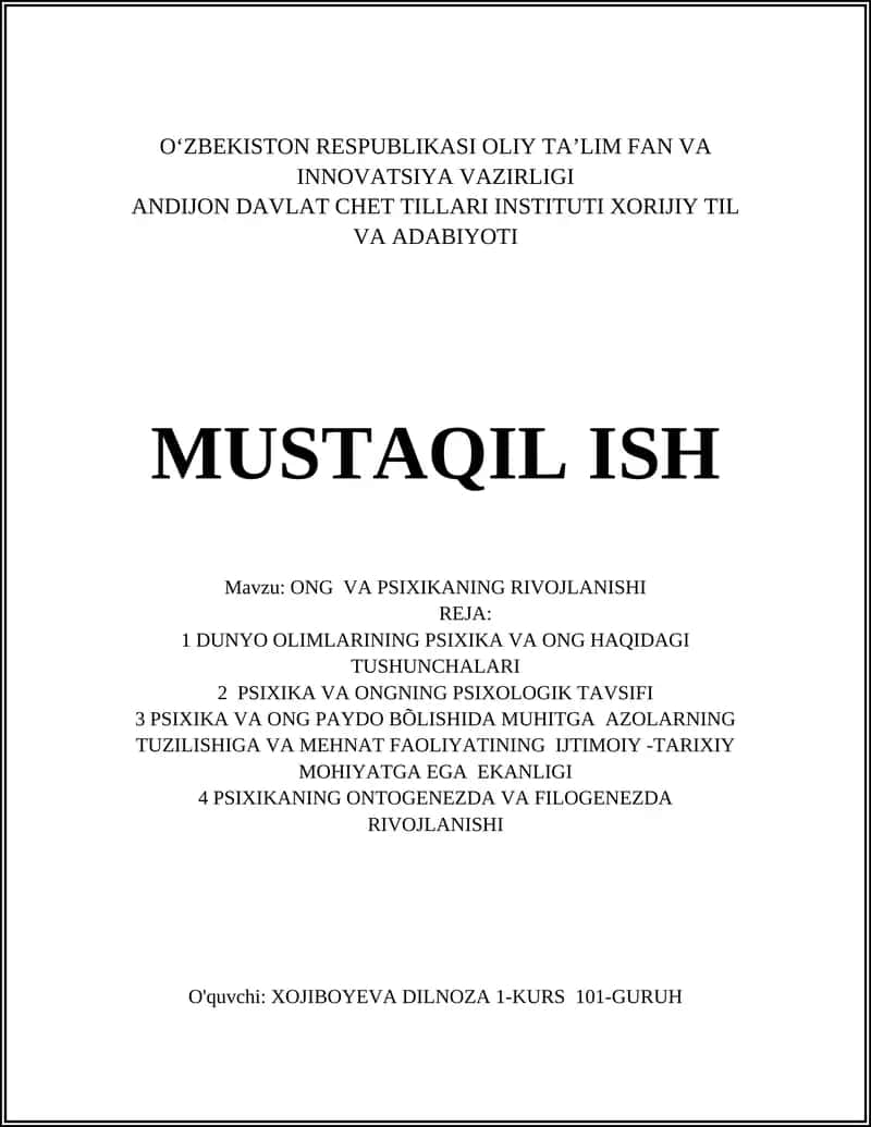ONG VA PSIXIKANING RIVOJLANISHI 1