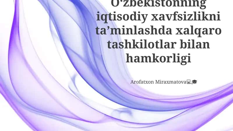 O‘zbekistonning iqtisodiy xavfsizlikni ta’minlashda xalqaro tashkilotlar bilan hamkorligi 1