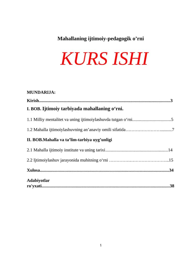 Mahallaning ijtimoiy-pedagogik o’rni 1
