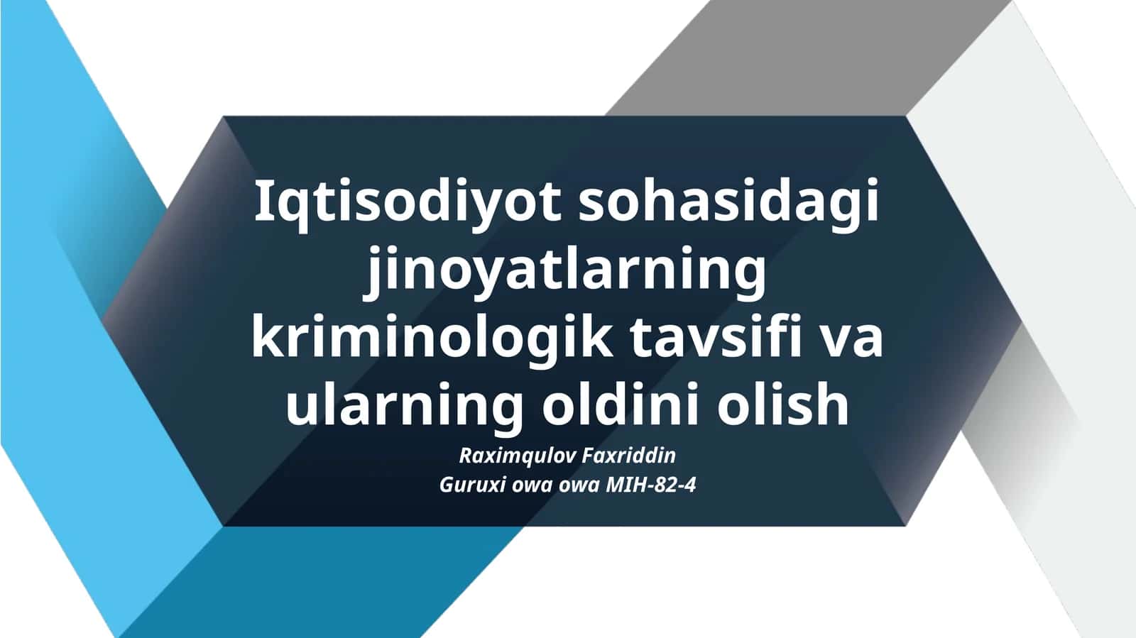 Iqtisodiyot sohasidagi jinoyatlarning kriminologik tavsifi va ularning oldini olish 1